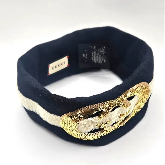 Gucci | Accessories | Gucci Wool Gg Logo Sequin Headband M  display picture 3